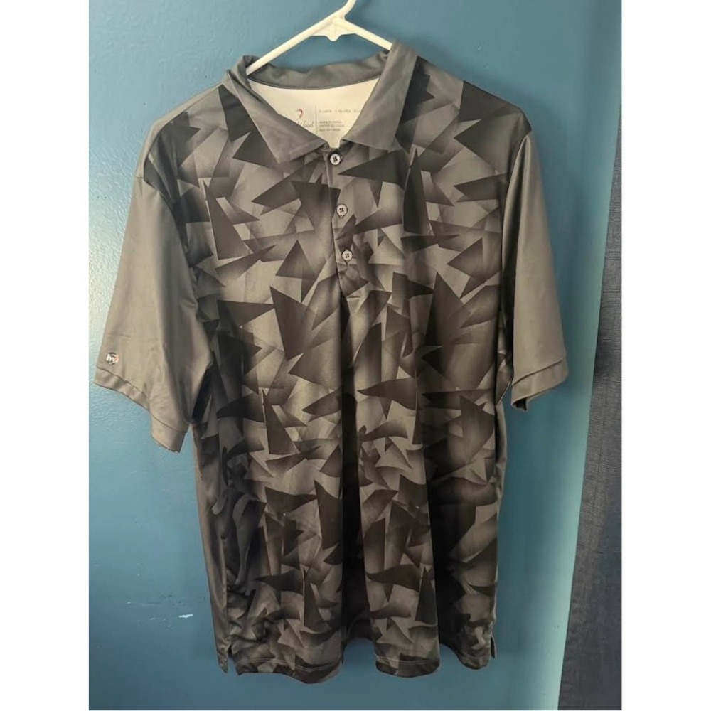 Ironwood Mens Geometric‎ Print Polo Shirt XLarge Gray Short Sleeve Golf